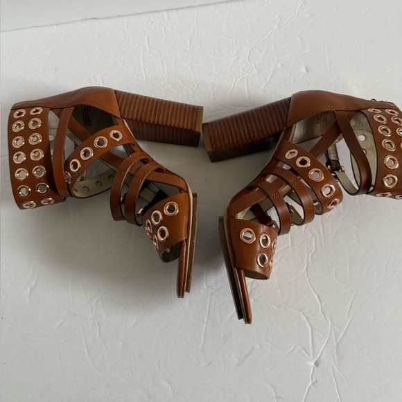 Michael Kors Brown Chunky Studded Edgy Heeled Gladiator Sandals Size 5.5 - Picture 7 of 10